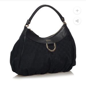 Gucci D Ring Canvas Hobo Bag Large